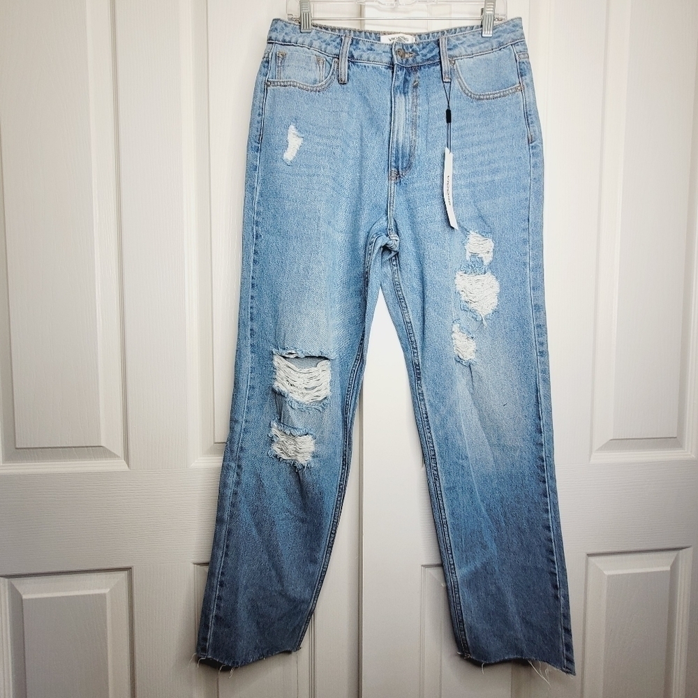 Vigoss Womens 28 High Rise Straight Jean Distressed Billie 90s light wash new